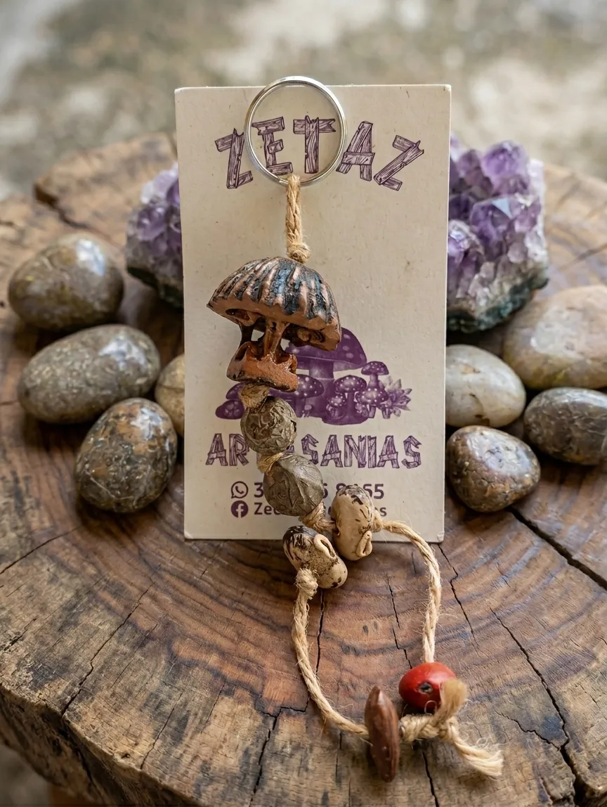 Llavero · cedro negro y semillas nativas